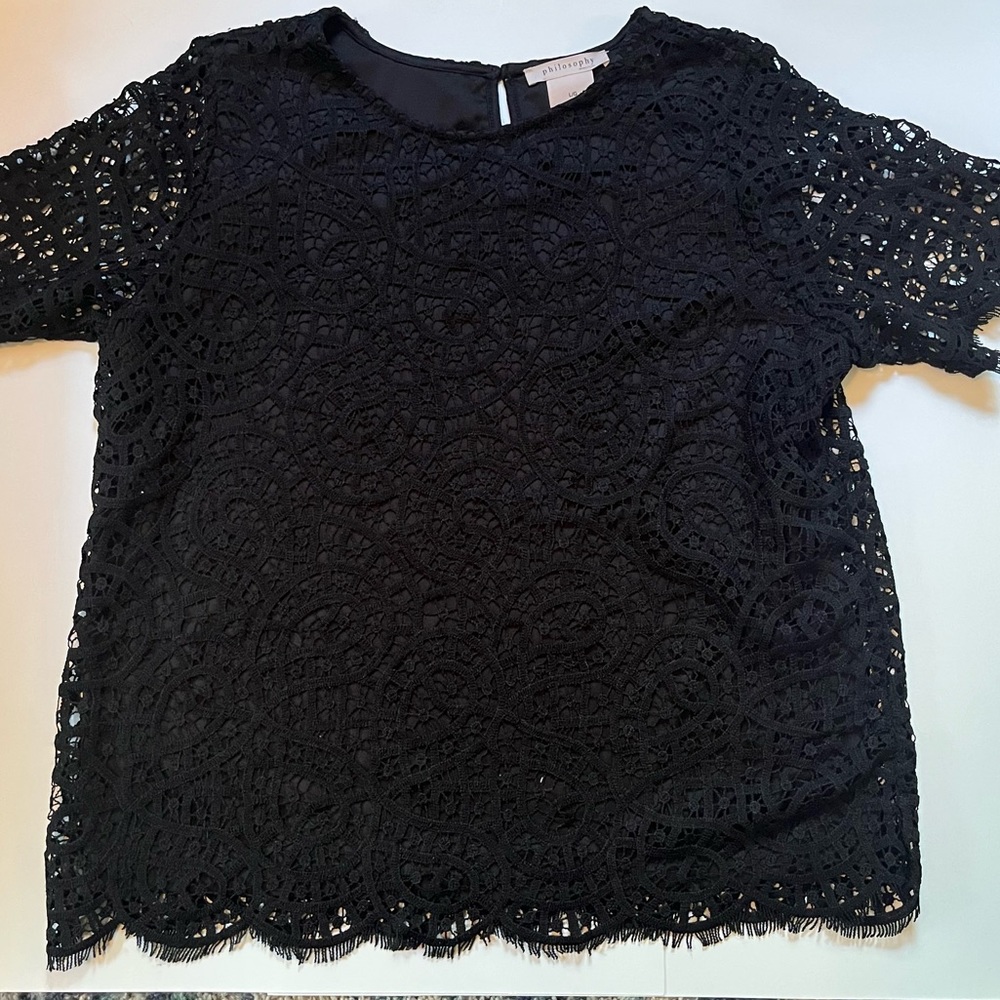 Philosophy short sleeve lace shirt